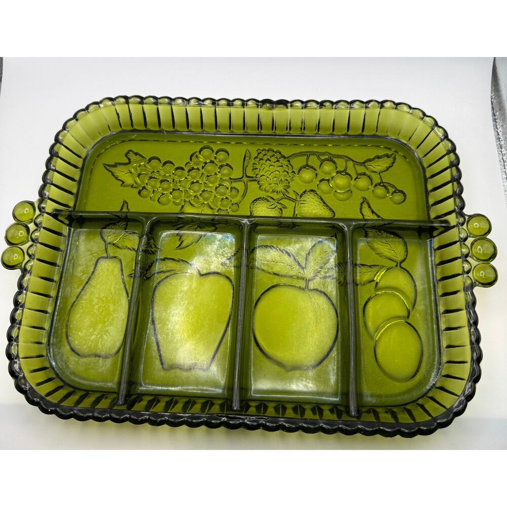 Indiana Glass Company Vintage Green Relish Plate